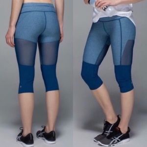 Lululemon Training Tough Crop Legging Blue Mesh